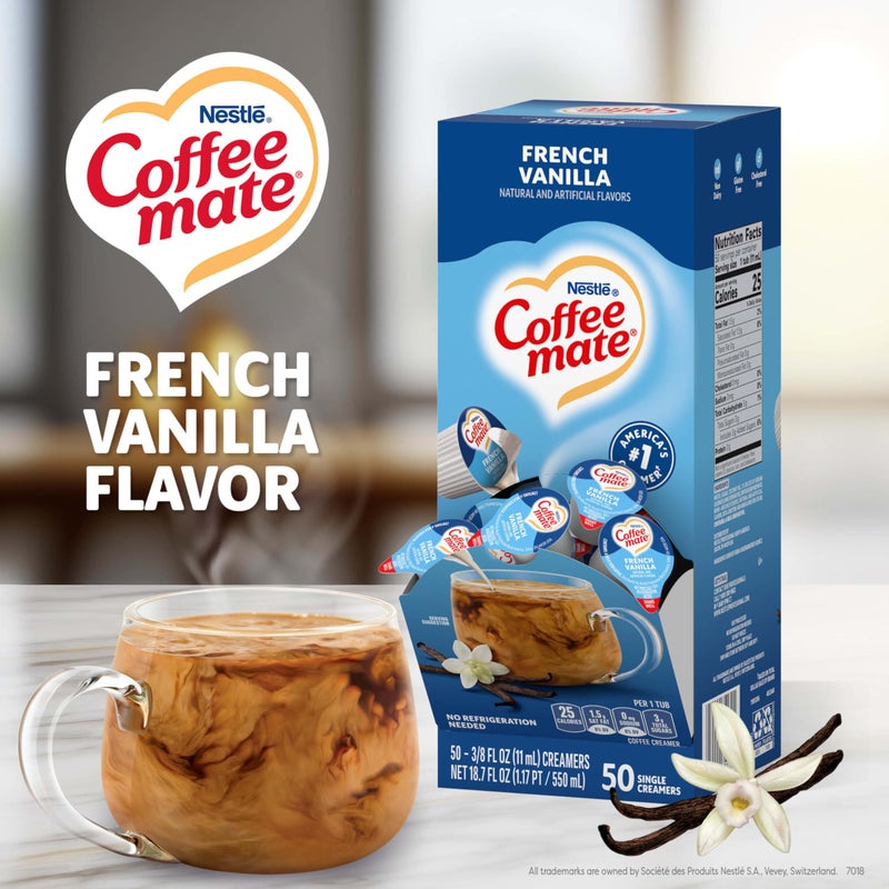 Coffee Mate Nestle Coffee mate Coffee Creamer, French Vanilla, Liquid Creamer Singles, Non Dairy, No Refrigeration, 0.375 fl oz Tubs (Pack of 200) - Image 2